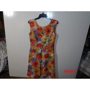 Danny And Nicole Floral Midi Sleeveless Dress Size 8 Fit Flare Pockets Pleat‎